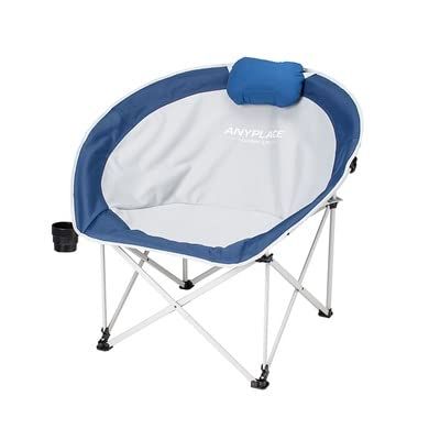 Camping Chair Folding Chairs Lawn Chairs Camping Chair Balcony Chair Plus Cotton Casual Adult Home Folding Chair Lazy Sofa Chair Folding Chair Camp Chair Moon Chair (Color : Blue)