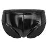 Yihuimin Men's Shiny Metallic Low Waist Bulge Pouch Bikini Briefs Swim Trunks Underwear Swimwear Black Large view 1