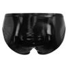 Yihuimin Men's Shiny Metallic Low Waist Bulge Pouch Bikini Briefs Swim Trunks Underwear Swimwear Black Large view 2