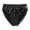 Yihuimin Men's Shiny Metallic Low Waist Bulge Pouch Bikini Briefs Swim Trunks Underwear Swimwear Black Large view 3