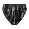 Yihuimin Men's Shiny Metallic Low Waist Bulge Pouch Bikini Briefs Swim Trunks Underwear Swimwear Black Large view 4
