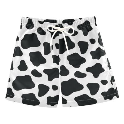 Aflyko Boys' Board Shorts Cow Print Bathing Suit Teens Swim Trunk Girls Beach Swimwear