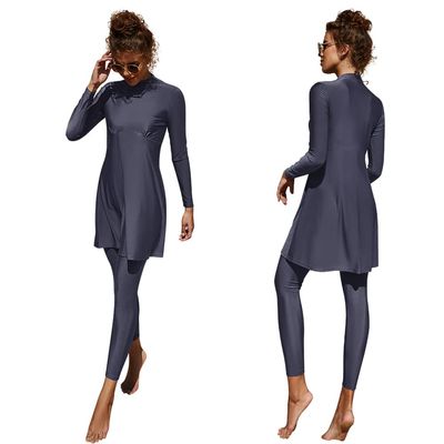 Muslim Swimsuits for Women Modest Islamic Swimwear Burkini Full Cover Long Sleeve Muslim Dress Tops + Pants Set Swimming Costume Sun Protection Rash Guard Set Two Piece Bathing Suits Dark Blue M