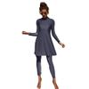 Muslim Swimsuits for Women Modest Islamic Swimwear Burkini Full Cover Long Sleeve Muslim Dress Tops + Pants Set Swimming Costume Sun Protection Rash Guard Set Two Piece Bathing Suits Dark Blue M view 2