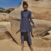 Muslim Swimsuits for Women Modest Islamic Swimwear Burkini Full Cover Long Sleeve Muslim Dress Tops + Pants Set Swimming Costume Sun Protection Rash Guard Set Two Piece Bathing Suits Dark Blue M view 4