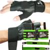 Nordic Lifting Gym Gloves Medium - Black Bundle with Super Heavy Duty Wrist Wraps - Black Grey view 1