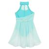 TiaoBug Girl's Irregular Lyrical Dance Party Dress Sleeveless Leotard with Mesh Overlay Chiffon Skirt Ballet Dancing Costumes Mint Green A 8-10 view 4