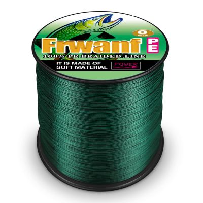 FRWANF 8 Strand Braided Fishing Line - Colorfast - Zero Stretch - High Strength - Abrasion Resistant Braided Line - Thousands of Choices in 9 Colors - Professional Performance in Salt or Fresh Water