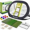 SAPLIZE Ultra-Stable Golf Chipping Net Set with Pop-Up Target, Tri-Turf Mat, Foam Practice Balls, Tees and Scoring Board for Indoor and Outdoor Chipping Accuracy and Swing Training view 1