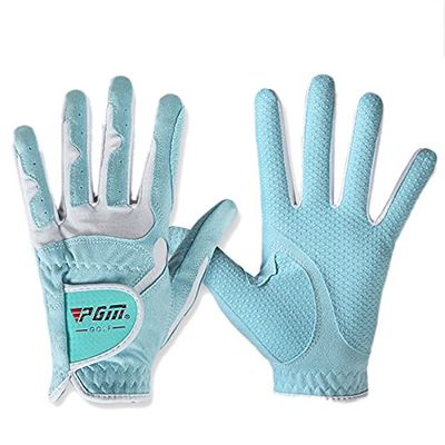 Biggold 1 Pair Women Golf Gloves Right Hand and Left Hand Anti-Slip Breathable Gloves Ladies Outdoor Sports Protetive Gloves (Blue,18)