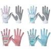 Biggold 1 Pair Women Golf Gloves Right Hand and Left Hand Anti-Slip Breathable Gloves Ladies Outdoor Sports Protetive Gloves (Pink and White,17) view 2