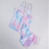 Girls Swimsuit Two Piece Bathing Suits for 7-8 Years Old Kids Blue Tie Dye Sport Beach Tankini Set Swimwear with UPF 50+ Sun Protection view 3