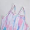 Girls Swimsuit Two Piece Bathing Suits for 7-8 Years Old Kids Blue Tie Dye Sport Beach Tankini Set Swimwear with UPF 50+ Sun Protection view 4