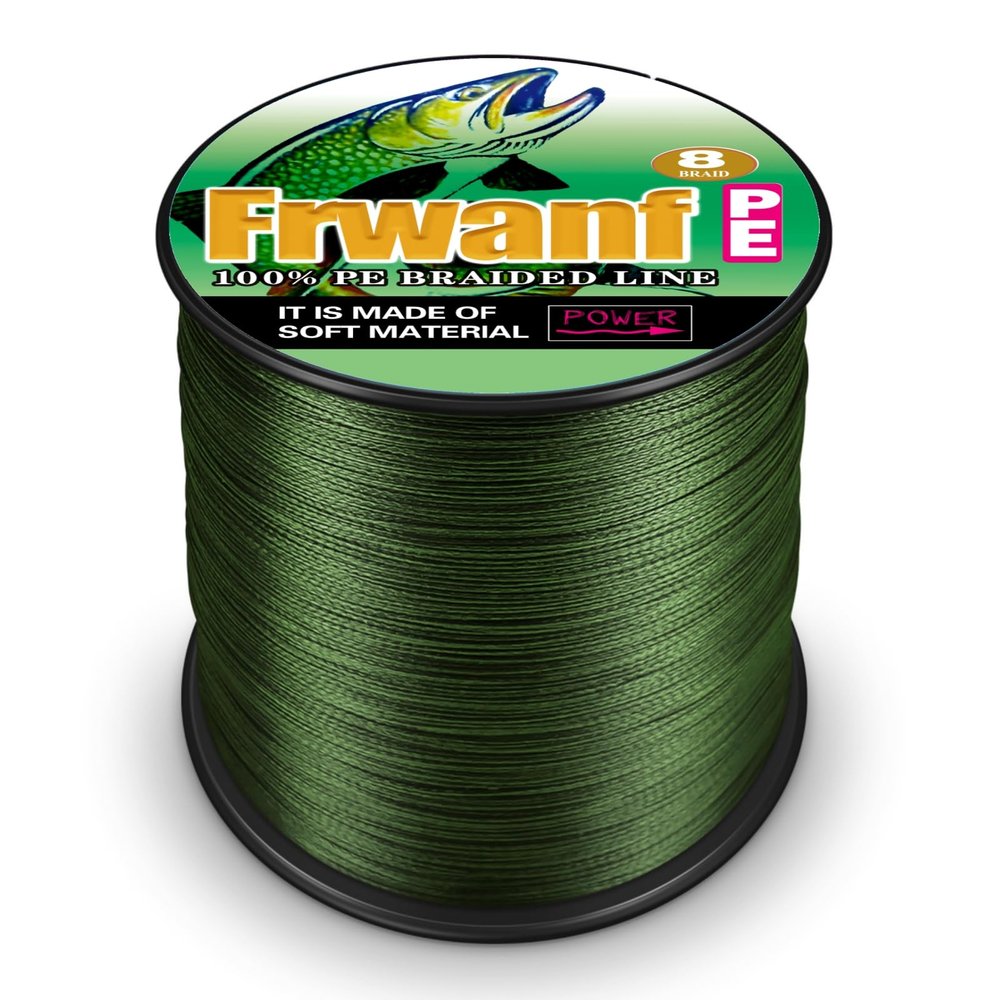 FRWANF 8 Strand Braided Fishing Line - Colorfast - Zero Stretch - High Strength - Abrasion Resistant Braided Line - Thousands of Choices in 9 Colors - Professional Performance in Salt or Fresh Water