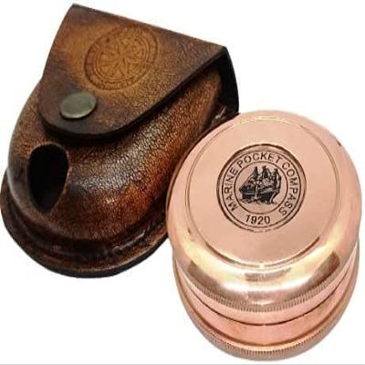 CH Copper Pocket Compass- Brass Nautical 2" Antique Compass -Classic Pocket Style Camping Old Fashioned Copper Compass - Robert Frost Poem