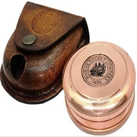CH Copper Pocket Compass- Brass Nautical 2" Antique Compass -Classic Pocket Style Camping Old Fashioned Copper Compass - Robert Frost Poem