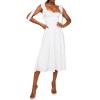 Summer Spring Floral Dress Women's Sexy Casual Fashion Sundress Midi Slip Backless Pleated Slit White Yellow Lace-up Flowers (White,XL,12) view 1