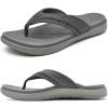 KuaiLu Mens Leather Sport Flip Flops Comfort Orthotic Thong Sandals with Plantar Fasciitis Arch Support for Outdoor Summer view 1