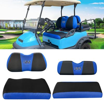 10L0L Front Rear Golf Cart Seat Covers for Yamaha G29 Drive, Club Car Precedent and Club Car DS Model, Made of 3D Air Mesh Polyester Fabric Breathable Washable - Blue