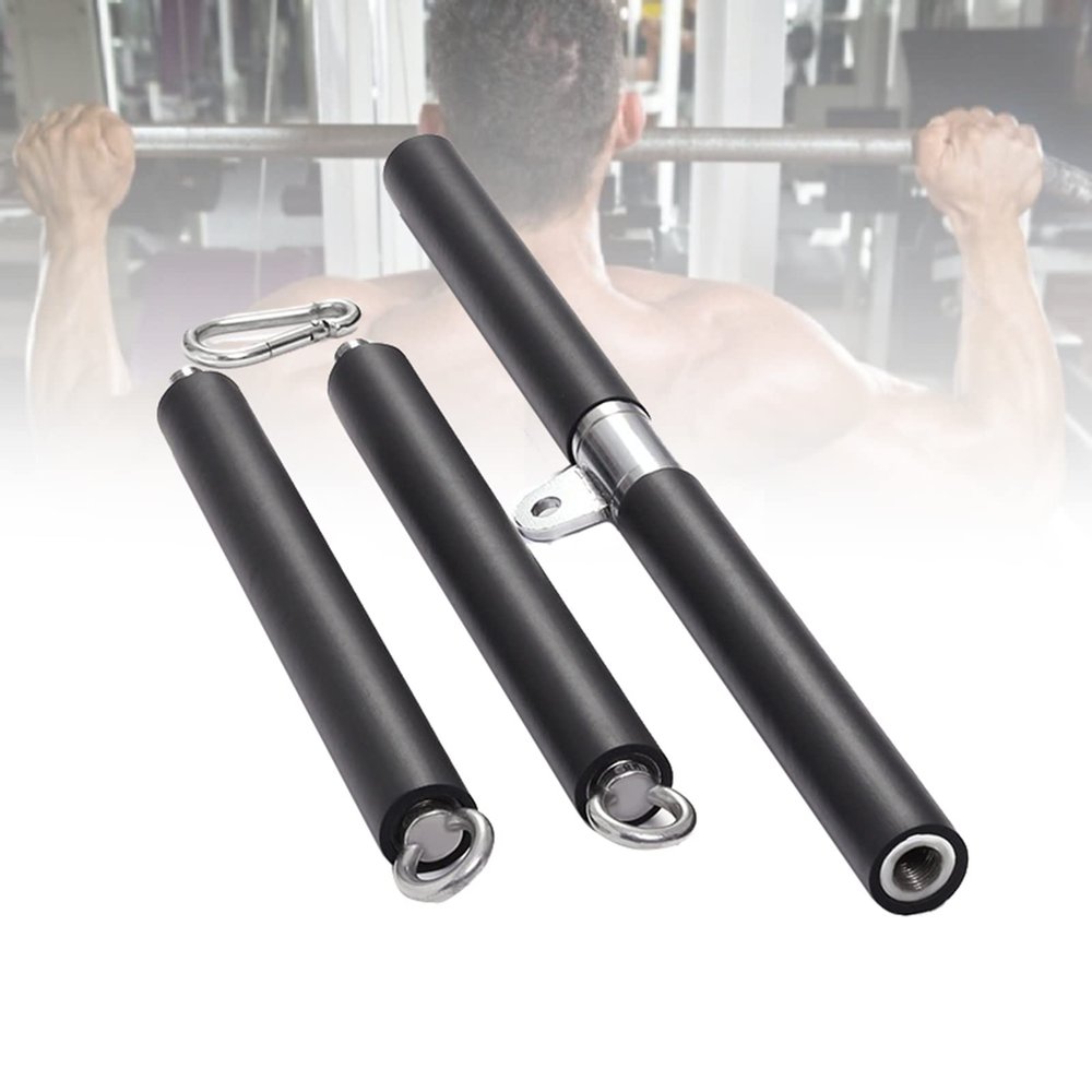 DYK&NX Multifunction Adjustable LAT Pull Down Bar, Heavy Duty DIY Bicep Pull Bar with Rubber Grips for Gym Strength Workout Body Training Muscle Building