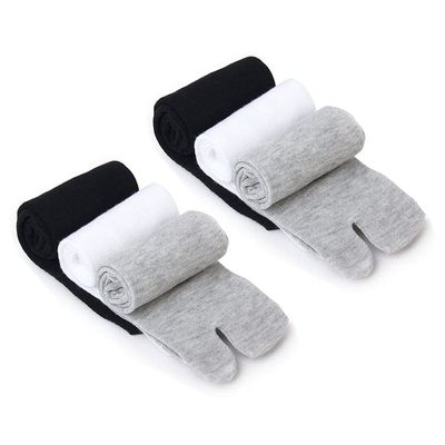 Abaodam Elastic Cotton Socks 3 Pairs Tabi Toe Socks Unisex Casual Sandal Two Toe Tabi Indoor Outdoor Hiking or Casual Women Men (White+ Grey+ Black) Men