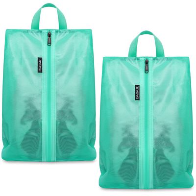 Bagail Shoe Bags for Travel,2 Set Shoe Bag for Storage in Closet,Transparent Shoe Packing Organizers with YKK Zipper (L 17"x10"x5", Turquoise 2pcs)
