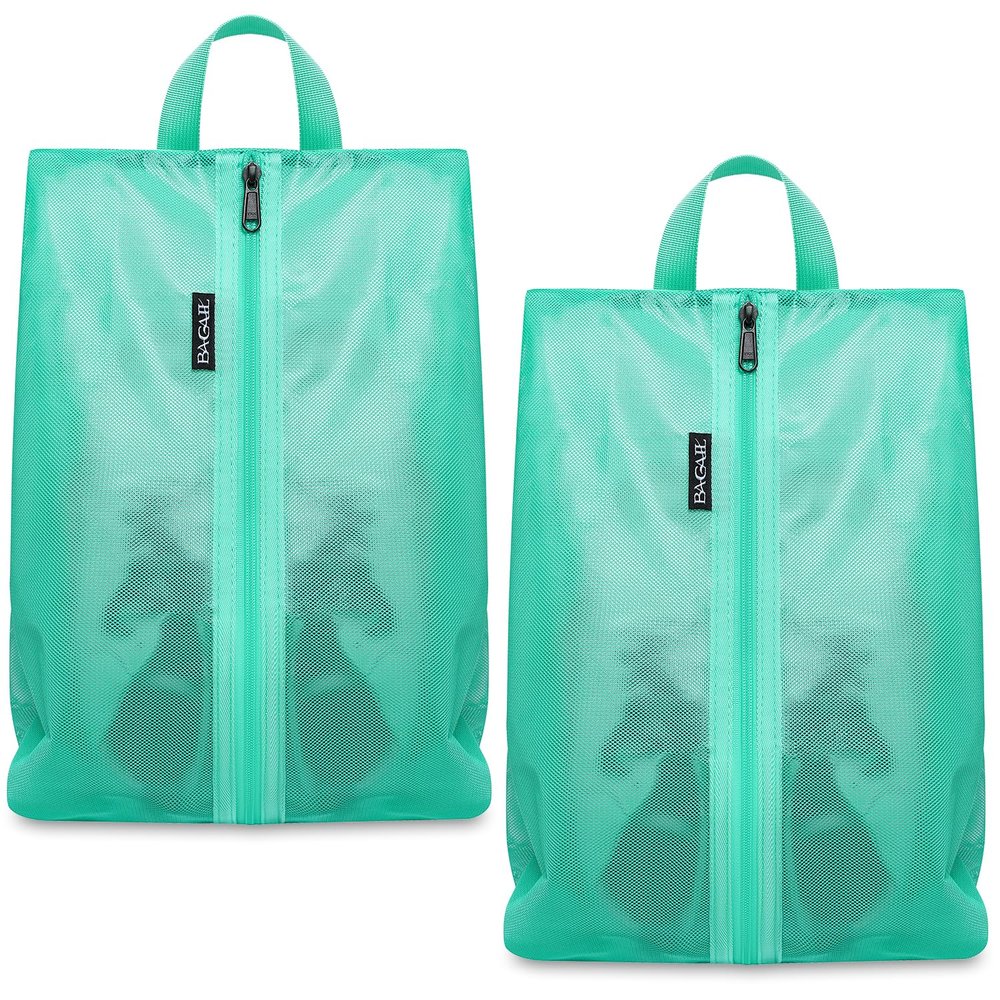 Bagail Shoe Bags for Travel,2 Set Shoe Bag for Storage in Closet,Transparent Shoe Packing Organizers with YKK Zipper (L 17"x10"x5", Turquoise 2pcs)