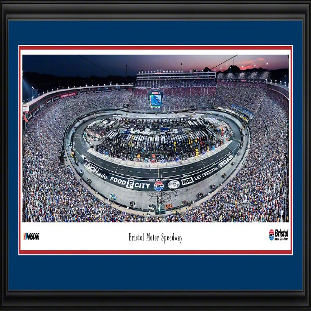 Bristol Motor Speedway Night Race - 44x18-inch Double Mat, Deluxe Framed NASCAR Print by Blakeway Panoramas