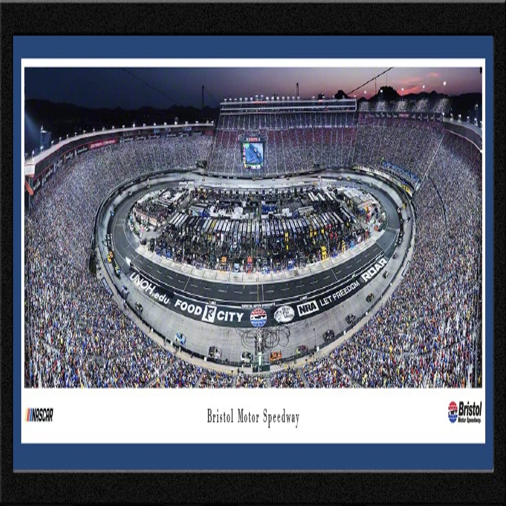 Bristol Motor Speedway Night Race - 42x15.5-inch Single Mat, Select Framed NASCAR Print by Blakeway Panoramas