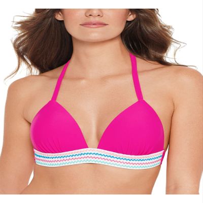 Salt + Cove Juniors Swimwear Medium Banded Push-Up Halter Top Pink M