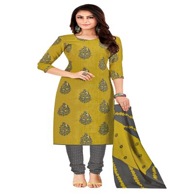 Miraan Women's Cotton Printed Readymade Salwar Suit Small Green