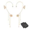 2022 NEW Shiny Zircon Butterfly Ear Clip, Unpierced Wraparound Butterfly Floral Tassels Earrings, Jewelry Gifts for Women (1pair-Golden) view 1