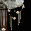 2022 NEW Shiny Zircon Butterfly Ear Clip, Unpierced Wraparound Butterfly Floral Tassels Earrings, Jewelry Gifts for Women (1pair-Golden) view 2