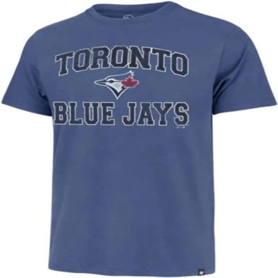 47 MLB Men's Team Color Imprint Primary Logo Word Mark Short Sleeve Baseball T-Shirt - Toronto Blue Jays Blue XX-Large