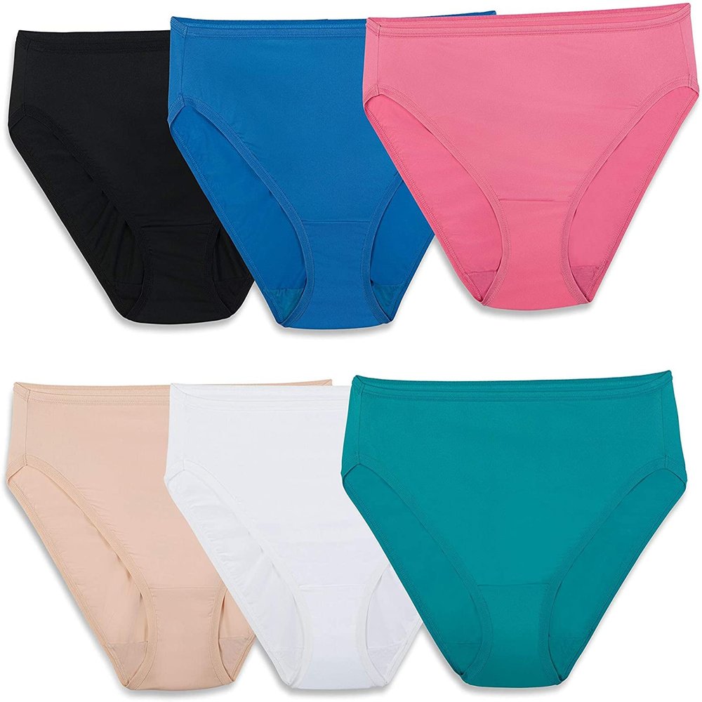 Fruit of the Loom Womens Microfiber Hi-Cut Panties 6 Pack, 9, Assorted