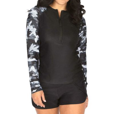 Free Country Ladies Sunblock Long Sleeve Lightweight (as1, Alpha, s, Regular, Regular, Standard, Camo Black, S)