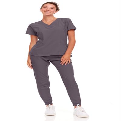 Natural Uniforms Womens Cool Stretch Jogger Scrub Set with Regular and Petite Sizes (Charcoal, X-Large)