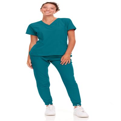 Natural Uniforms Womens Cool Stretch Jogger Scrub Set with Regular and Petite Sizes (Teal, 3X-Large)