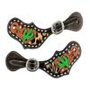 Showman Ladies Leather Spur Straps w/Cactus & Hair-On Cheetah Inlay view 1