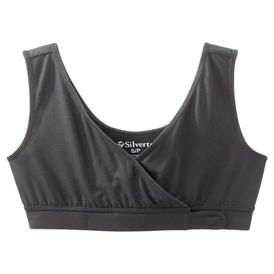 Silverts Front Closure Bras for Older Women, Post Surgery Bras for Women Front Closure, Breast Surgery Recovery Supplies, Comfortable Adaptive Clothing for Elderly - Black SMA