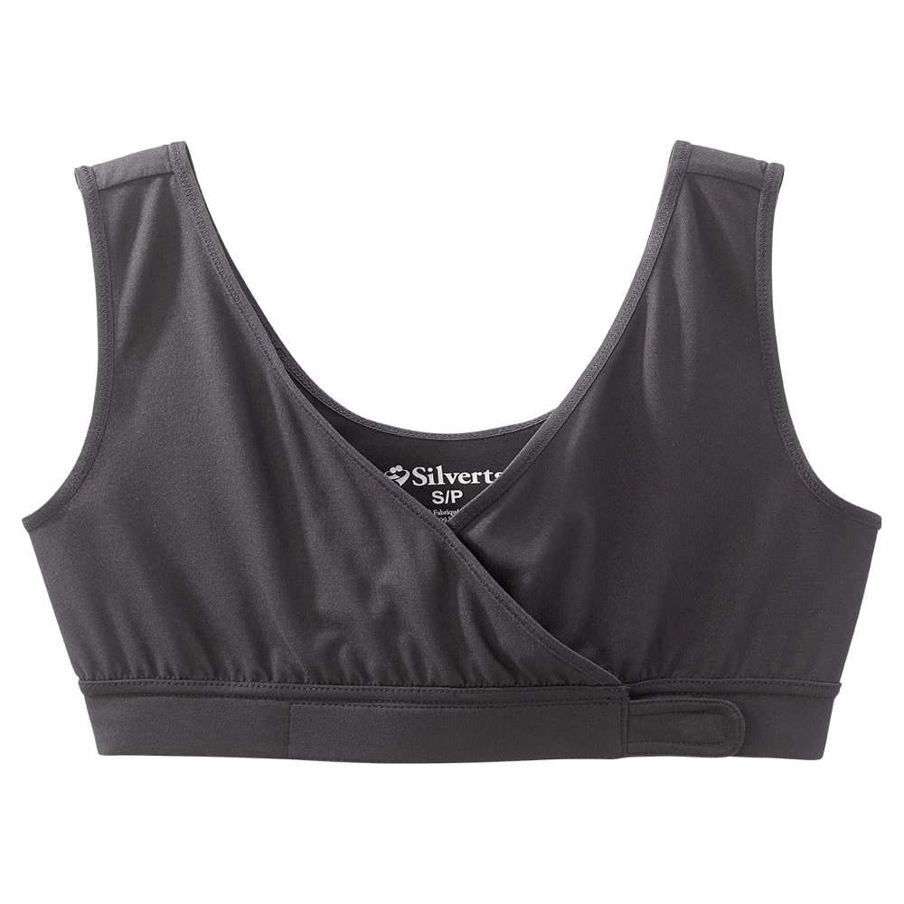 Silverts Front Closure Bras for Older Women, Post Surgery Bras for Women Front Closure, Breast Surgery Recovery Supplies, Comfortable Adaptive Clothing for Elderly - Black SMA
