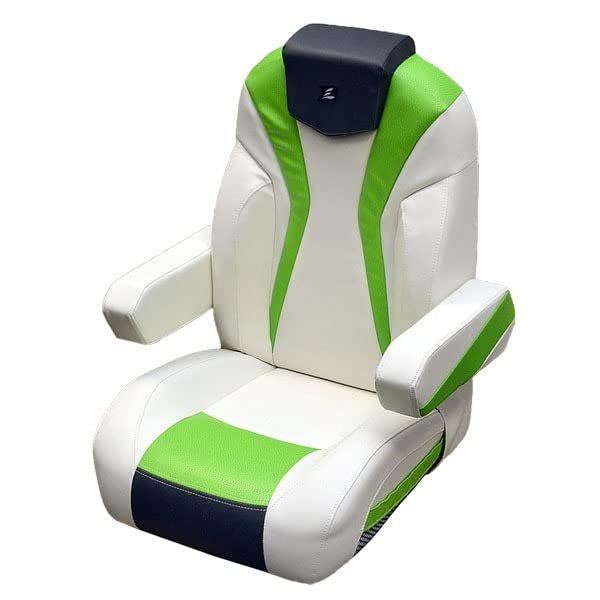 Larson Boat Captains Helm Seat 8307-1428 | LXI Reclining White Gray Green