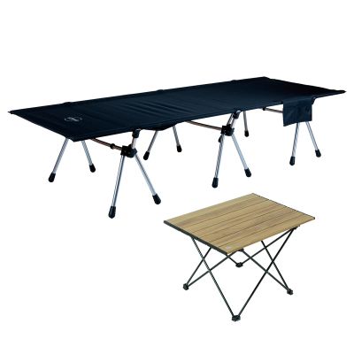 iClimb 1 Folding Table and 1 Two Heights Super Easy Assemble Cot Bundle, Ultralight Compact for Solo Adult Backpacking Camping Hiking Motorcycling Indoor Outdoor