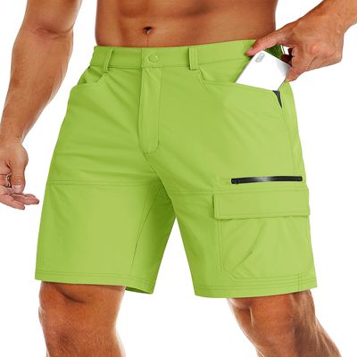 MAGCOMSEN Cargo Work Shorts for Men Shorts Casual Golf Shorts Outdoor Hiking Shorts Yellow Green,40