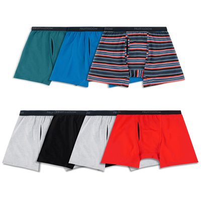 Fruit of the Loom Men's Cotton Stretch Boxer Briefs & Boxer Shorts (Regular & Big Man), Boxer Brief - 7 Pack Assorted Colors, Medium