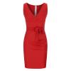 LFEOOST Bodycon Dresses for Women Sexy Deep V Neck Sleeveless Tank Dress Summer Casual Bandage Tie Waist Hip Wrap Club Dress Red view 4