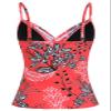 coastal rose Womens Swim Top Ruched Tummy Control Tankini Top Front Cross V Neck Bathing Suit Tops Only US16 Red Floral view 3