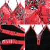 coastal rose Womens Swim Top Ruched Tummy Control Tankini Top Front Cross V Neck Bathing Suit Tops Only US16 Red Floral view 4