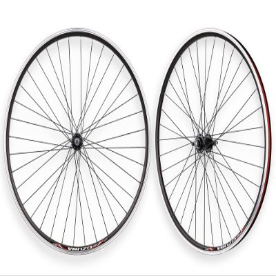 CyclingDeal Road Bike Bicycle 700C Double Wall Alloy Wheelset - Compatible with 6/7/8 Speed Thread-on Freewheel - Bolt-on Axle Front & Rear
