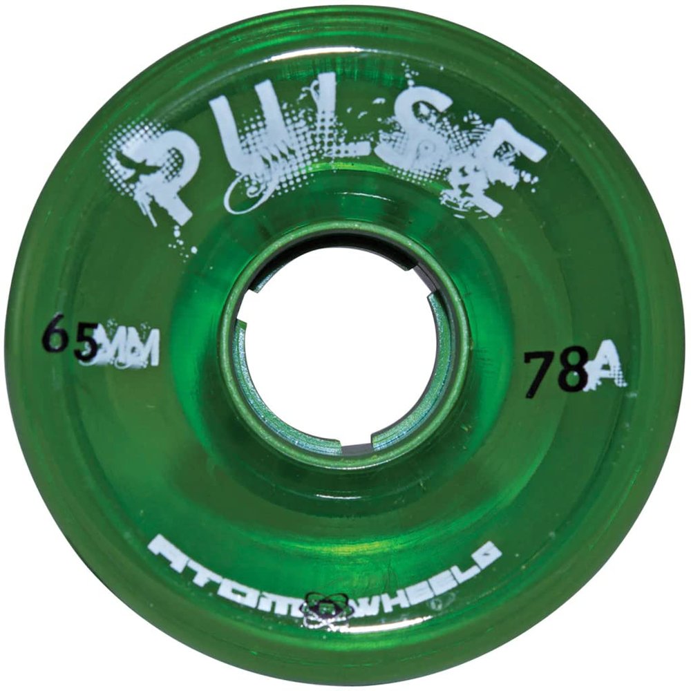 Atom Skates Quad Roller Wheels/Outdoor/Hardness 78A / Green Pulse / 2 Packs - 8 Wheels